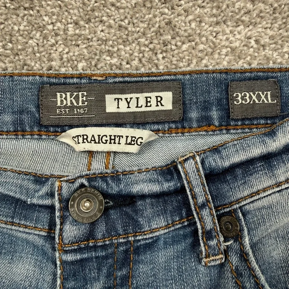 BKE Tyler Jeans Men's 33 XXL Straight Leg Blue Stretch Denim 38 Inseam